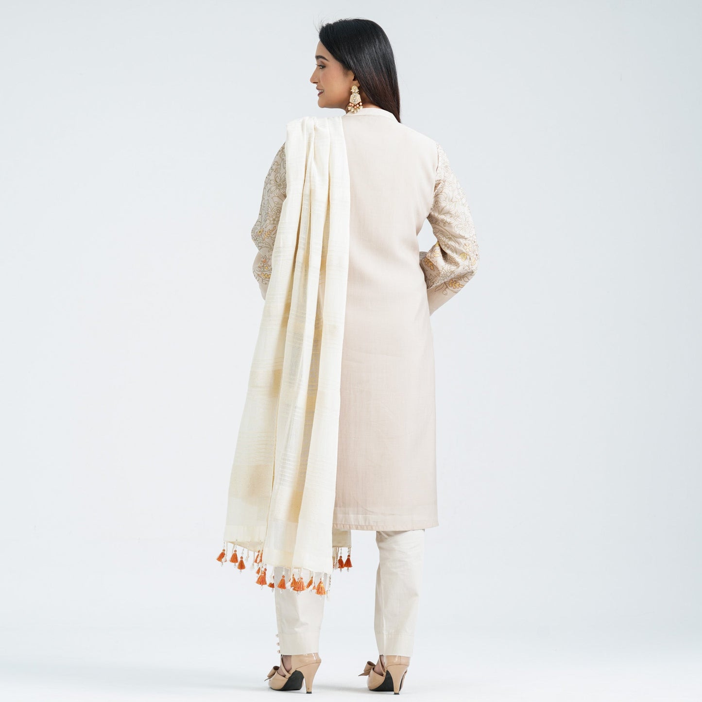 Womenâ€™s Beige Silk Three Piece Set