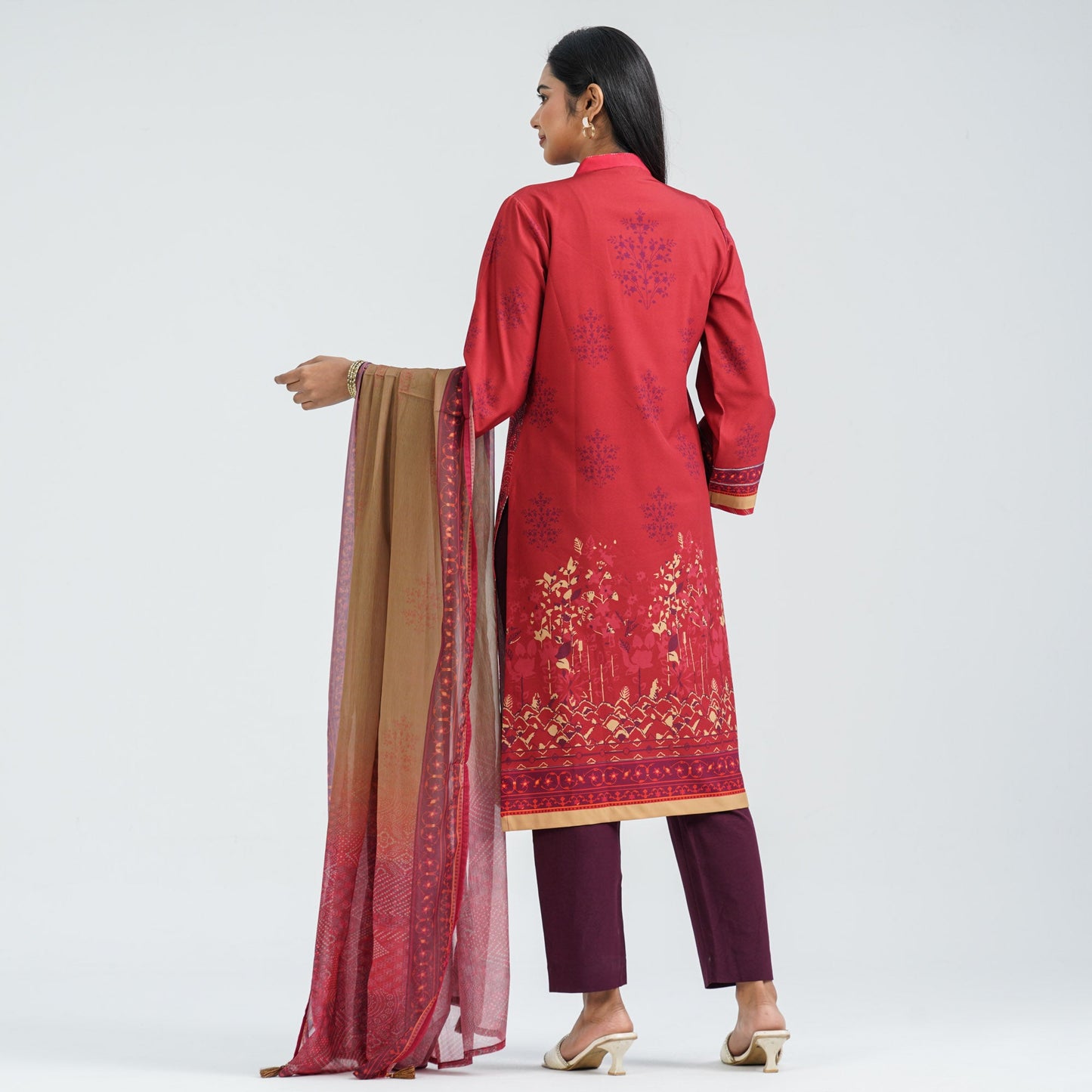 Women's Maroon Three Piece Set