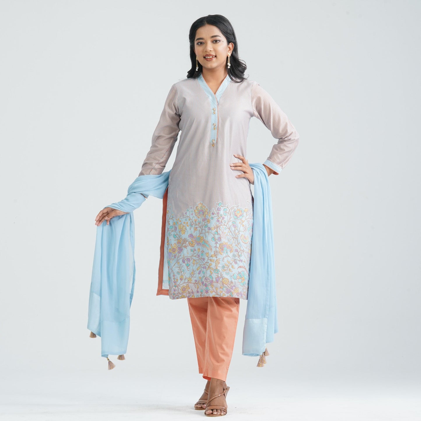 Women's Sky Blue Three Piece Set