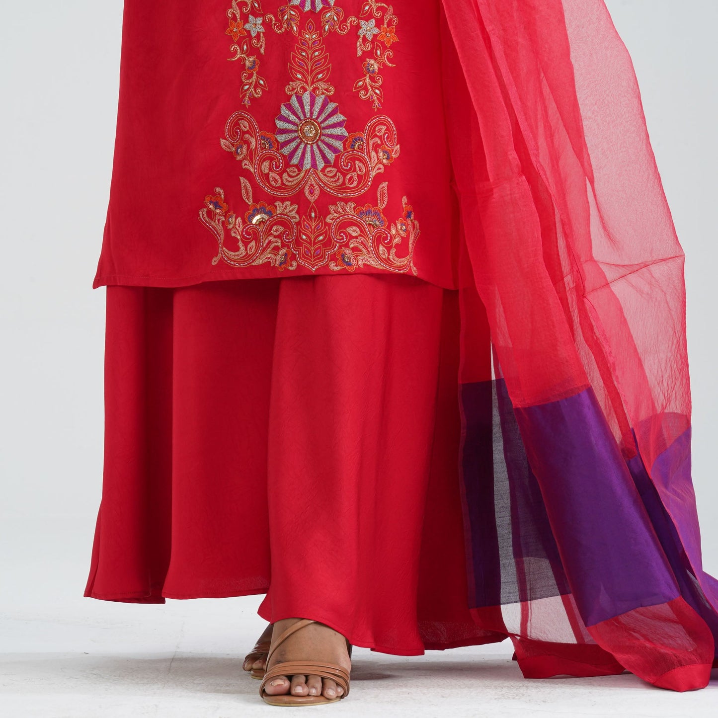 Women's Red Silk Three Piece Set