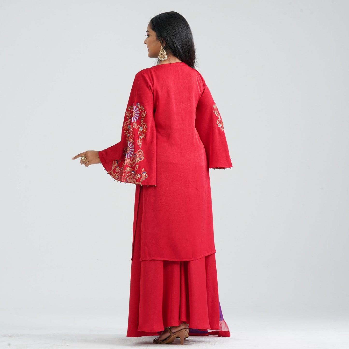 Women's Red Silk Three Piece Set