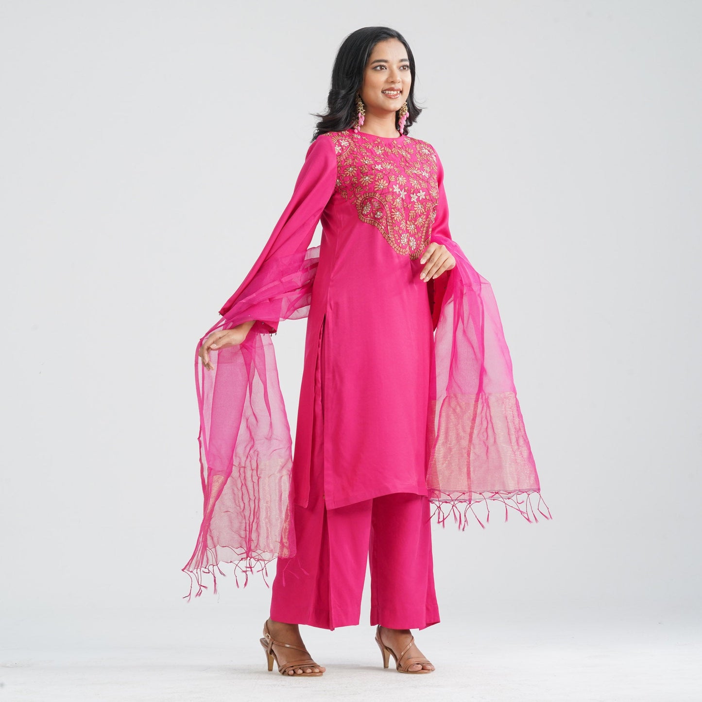 Women Hot Pink Three Piece Set