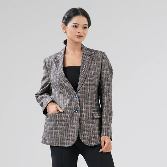 Women's Navy Check Blazer