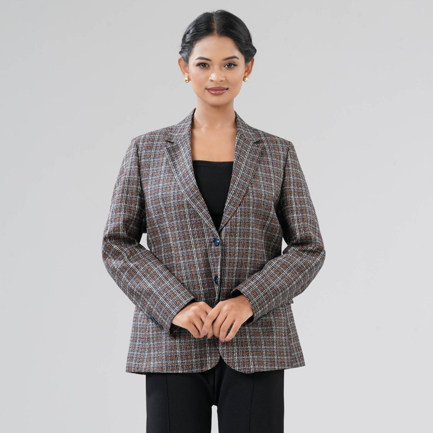 Womens Navy Check Blazer