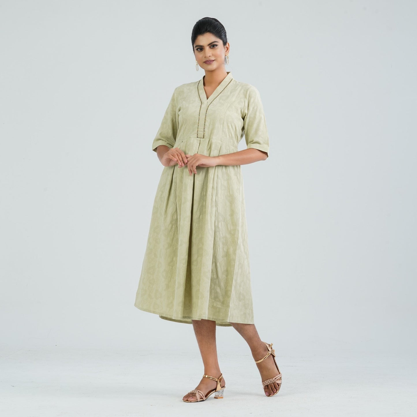 Womens Cotton Olive Dress