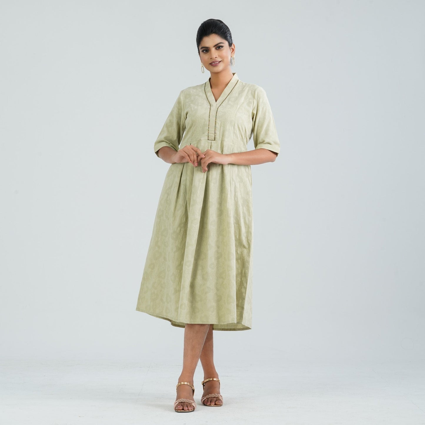 Womens Cotton Olive Dress