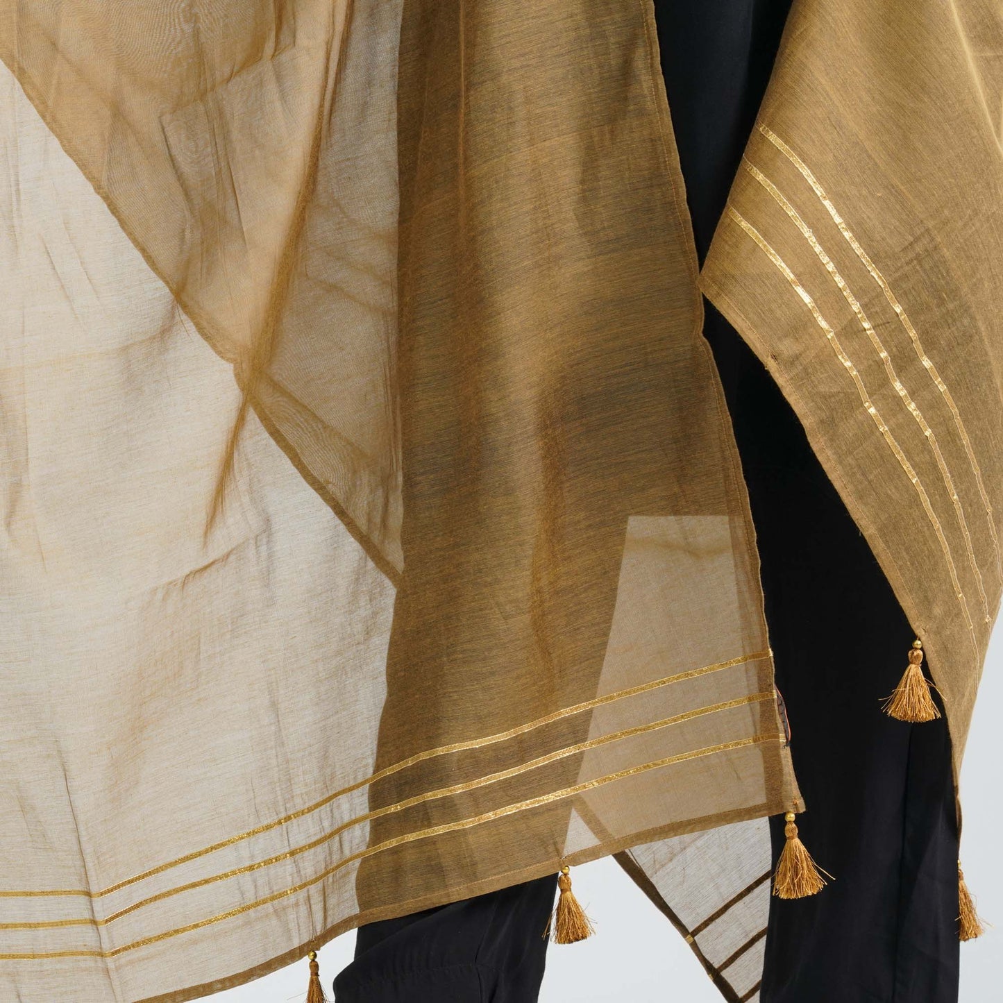 Women Golden Half Silk Dupatta