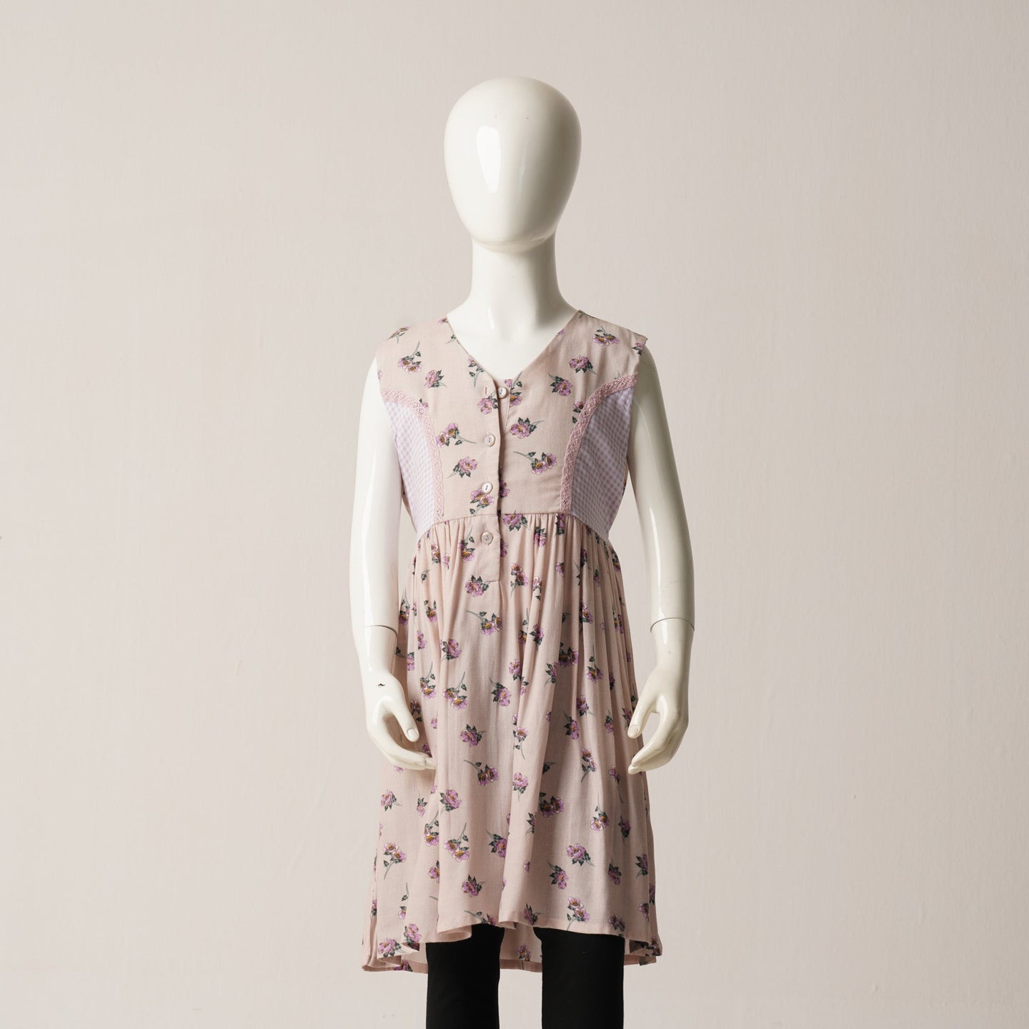 GIRLS FROCK-LAVENDER CHECK