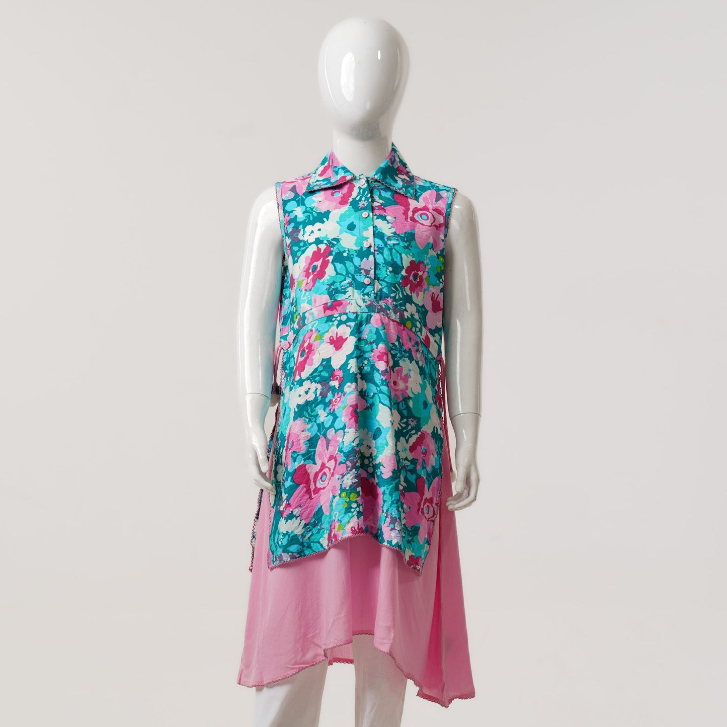 Girls Aqua Pink Frock