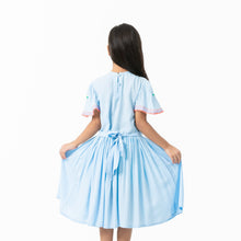 Load image into Gallery viewer, Girls Sky Blue Embroidered Frock
