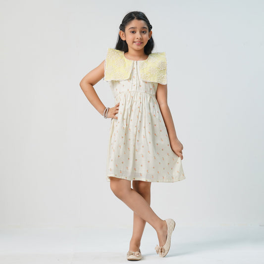 Girls Cream floral Frock