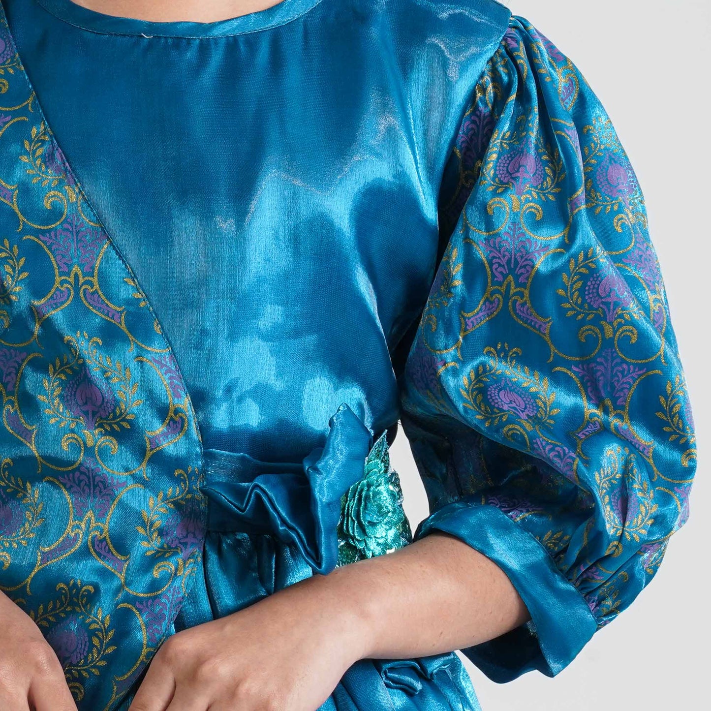 Girl’s Teal Flared Midi Frock