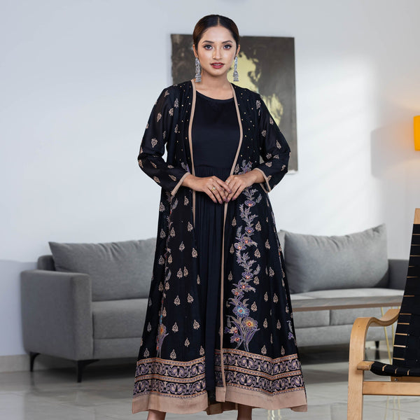 ETHNIC PREMIUM GOWN-BLACK