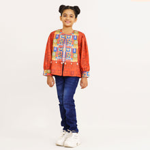 Load image into Gallery viewer, Girls Maroon Ethnic Jacket
