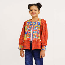 Load image into Gallery viewer, Girls Maroon Ethnic Jacket
