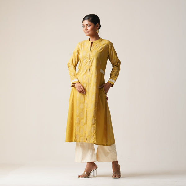 ETHNIC AVERAGE KURTI-OLIVE