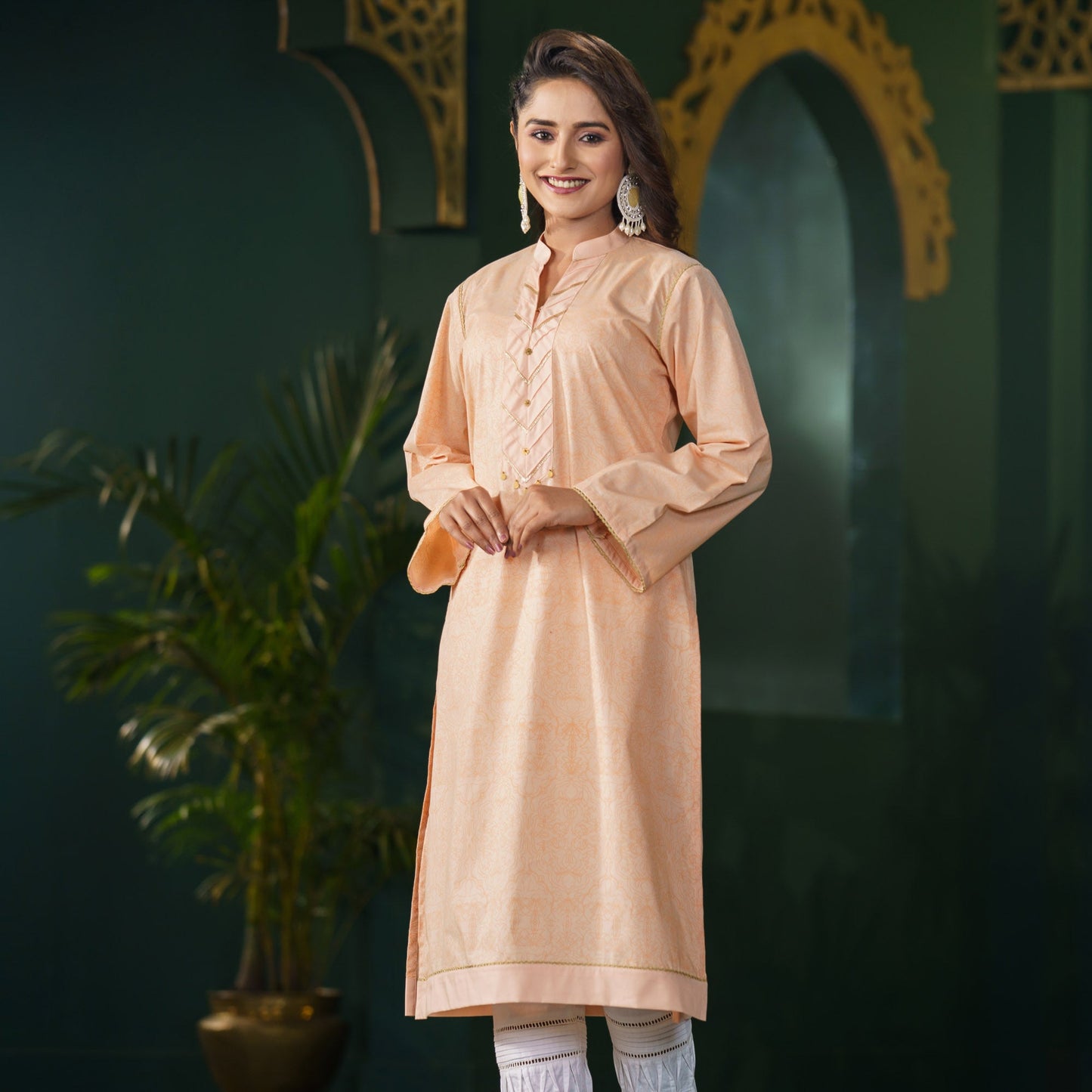 Women Melon Cotton Kurti