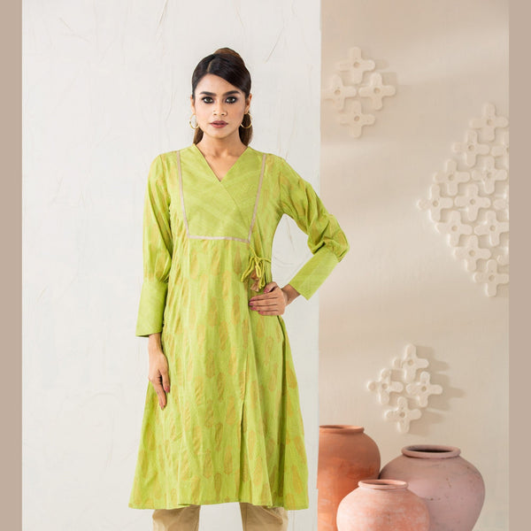 Women’s Neon Green Cotton Kurti