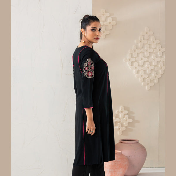 Women’s Black Linen Kurti