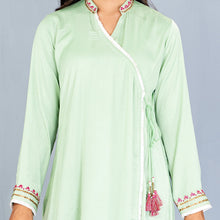 Load image into Gallery viewer, Women Lime Embroidered Kurti
