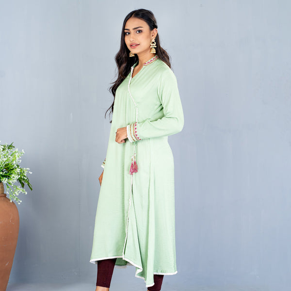 Women Lime Embroidered Kurti