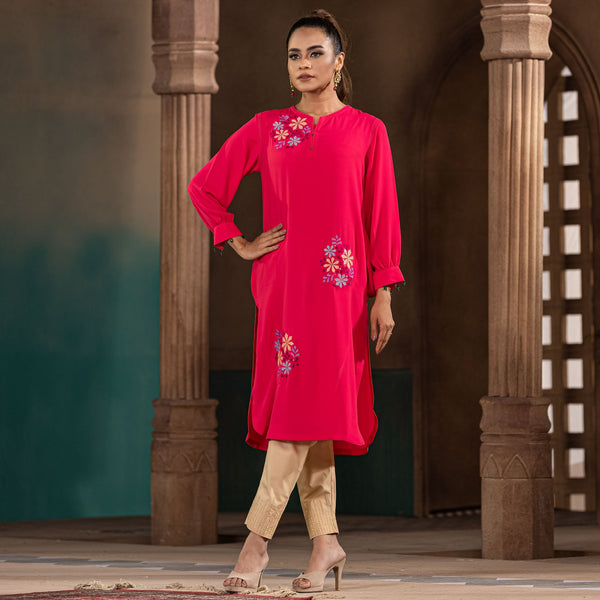 ETHNIC HIGH RANGE KURTI-MAGENTA