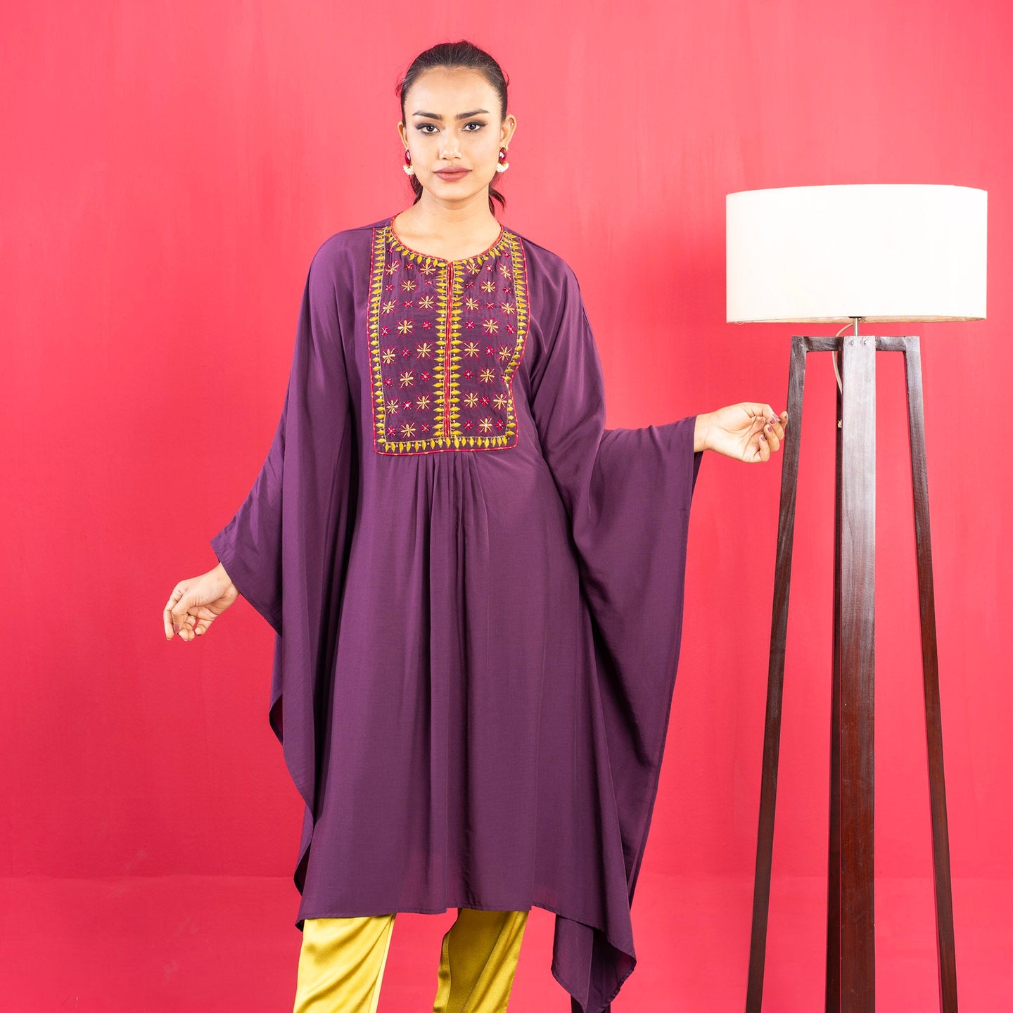 Ladies Premium Kurty- Eggplant