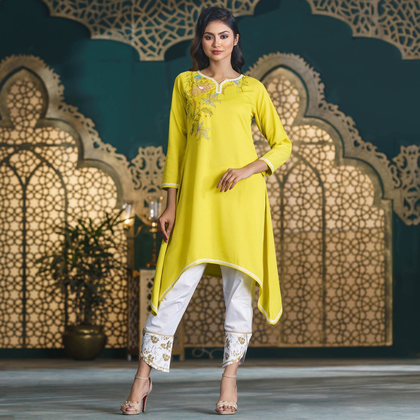 ETHNIC PREMIUM KURTI-LIME