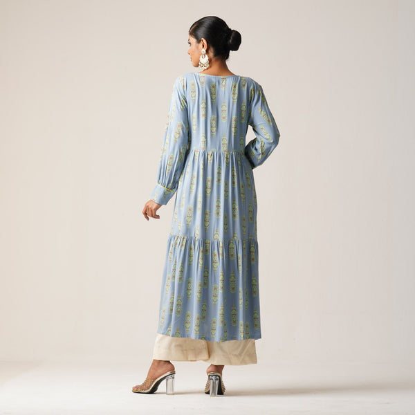 ETHNIC FUSION KURTI-SKY