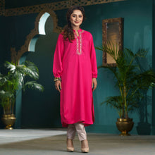 Load image into Gallery viewer, Women Hot Pink Embroidered Kurti
