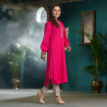 Load image into Gallery viewer, Women Hot Pink Embroidered Kurti
