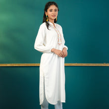 Load image into Gallery viewer, Women White Embroidered Kurti
