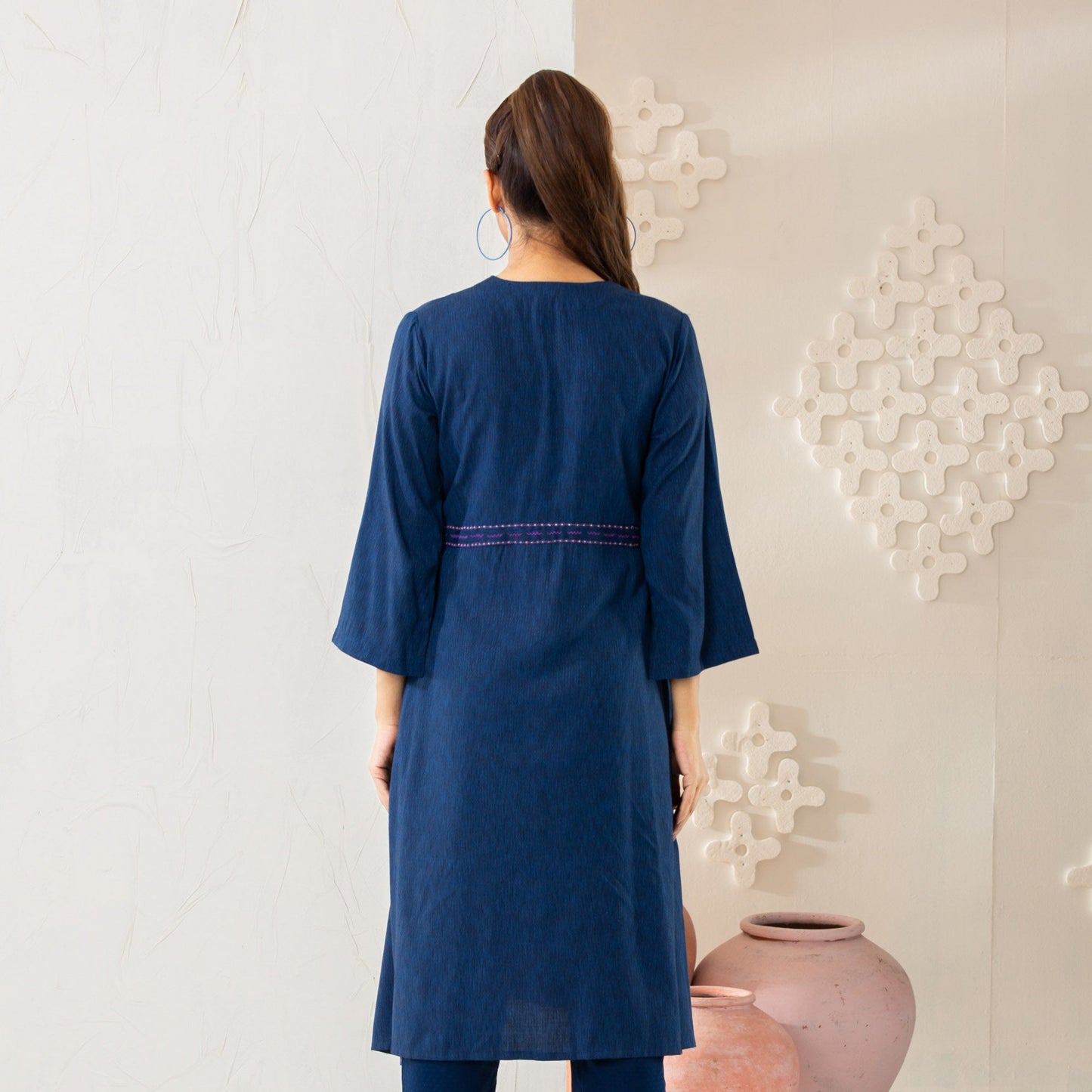 Women Navy Fusion Kurti