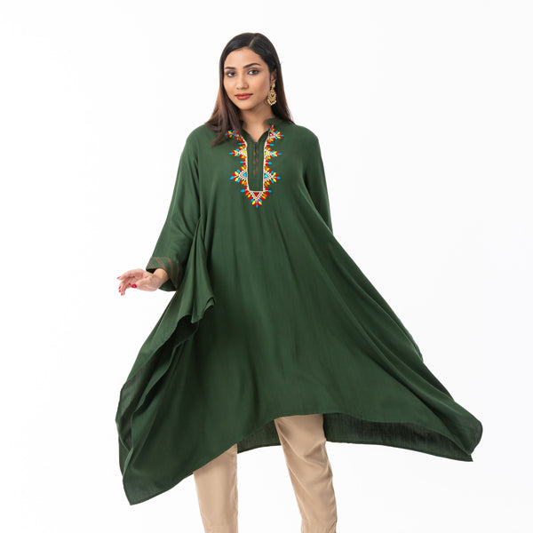 Women Basil Embroidered Kurti