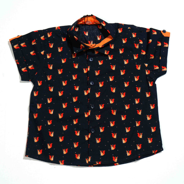 NEW BORN BOYS SHIRT- NAVY PRINT