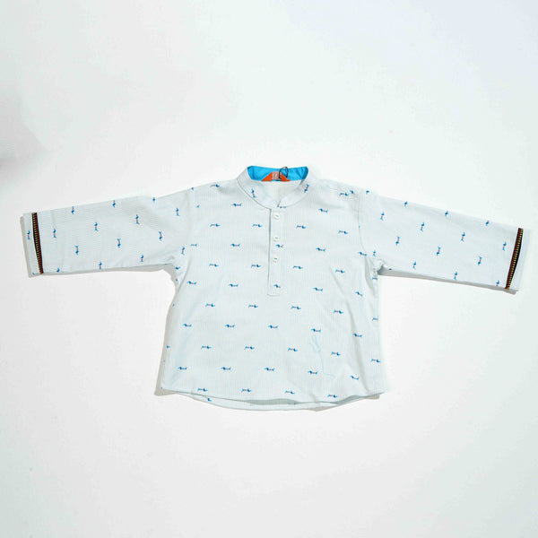 NEW BORN BOYS 2PCS-BLUE WHITE PRINT