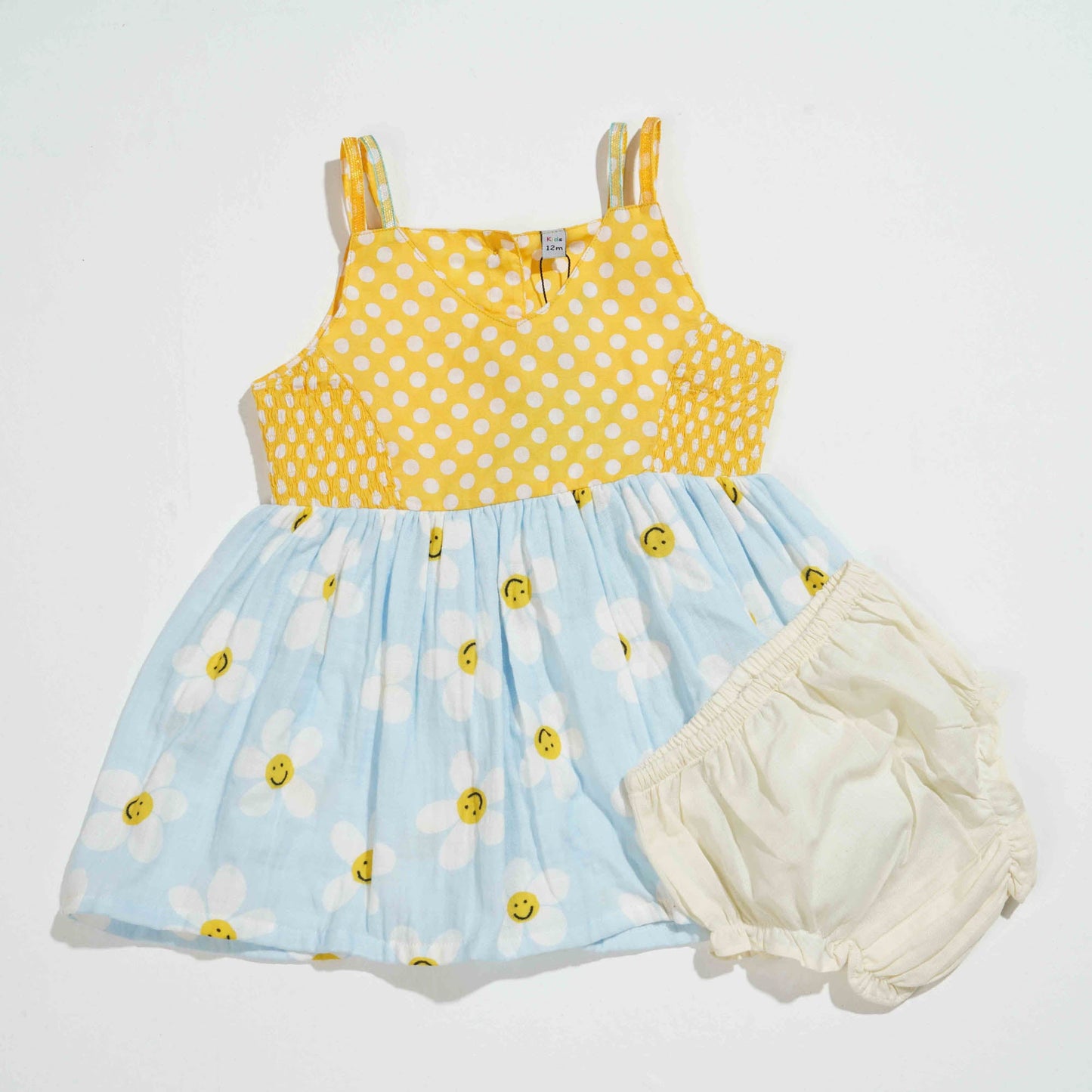 New Born Girls Frock-Yellow Print