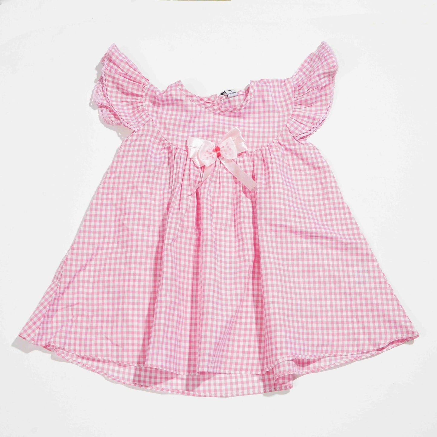 NEW BORN GIRLS FROCK- PINK CHECK