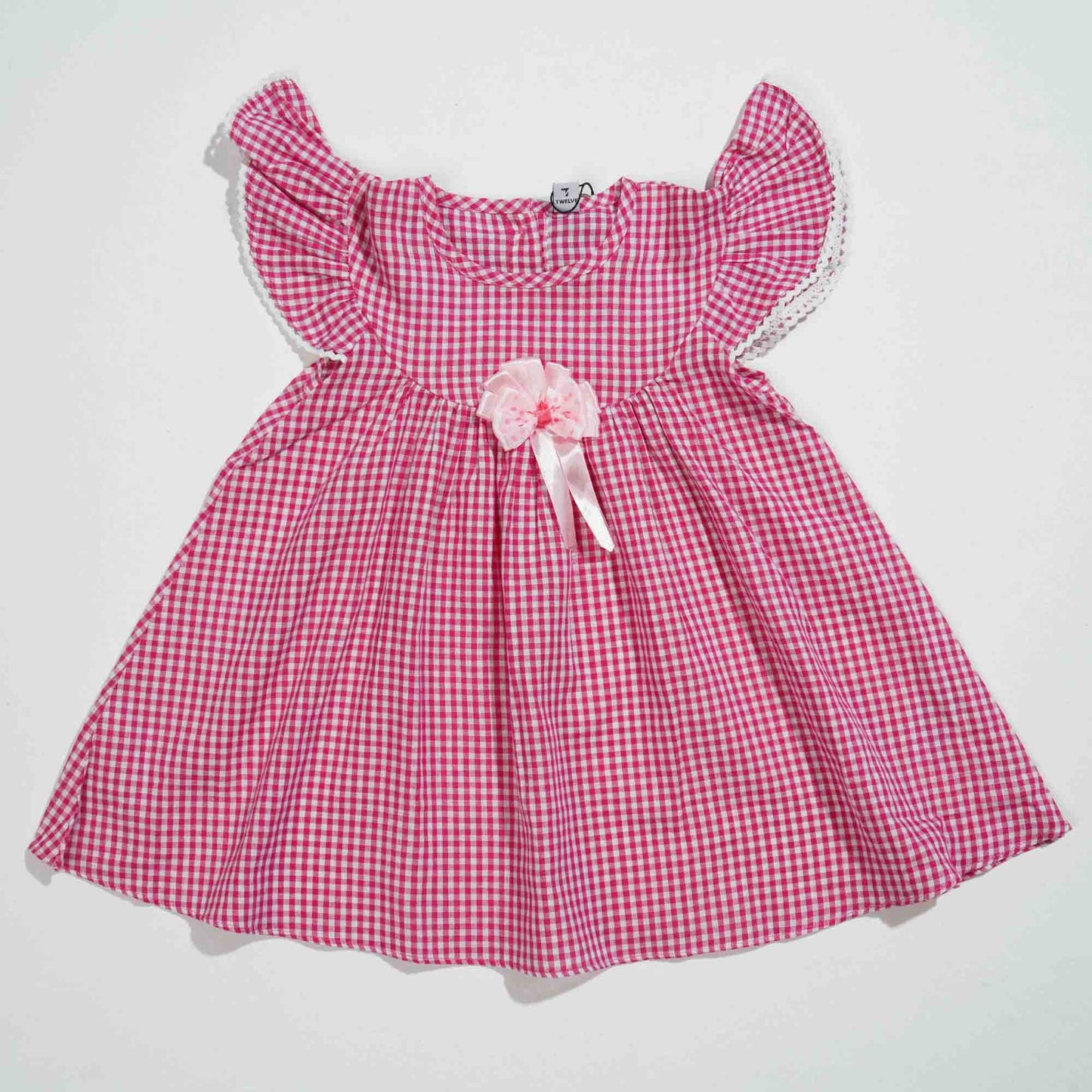 New Born Girls Frock- Red Check
