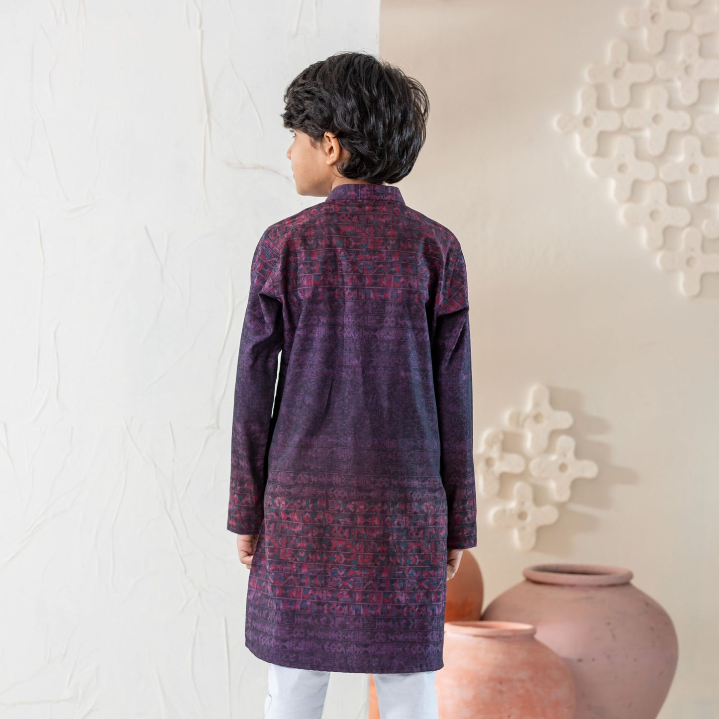 Boy's Purple Basic Panjabi