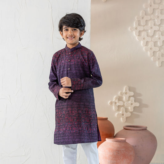 Boy's Purple Basic Panjabi