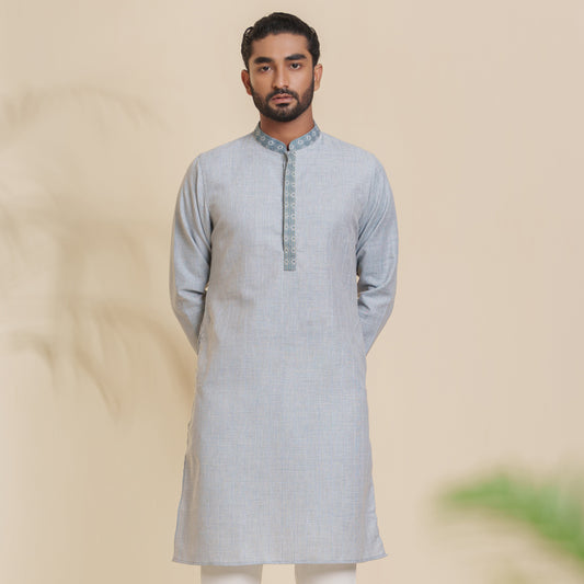 Mens Basic Panjabi- Blue Stripe