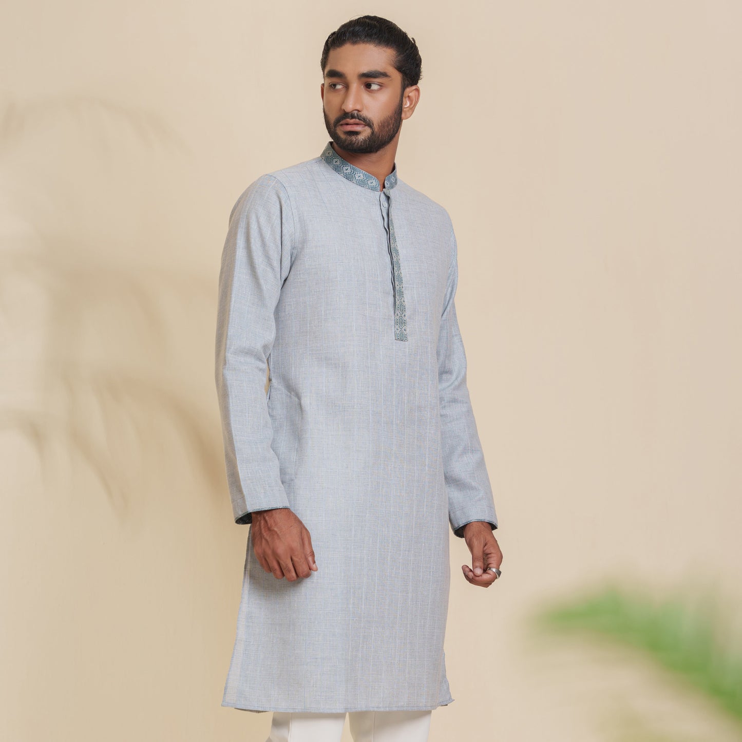 Mens Basic Panjabi- Blue Stripe