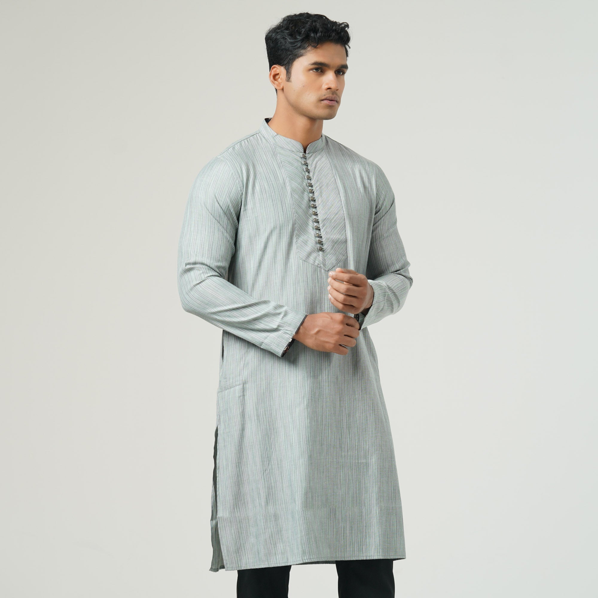 Mens Basic Sage Green Panjabi – Twelve USA