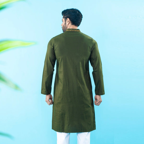 Mens Embroidery Panjabi- Basil