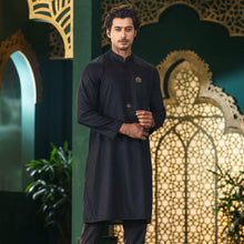 Load image into Gallery viewer, Men&#39;s Black Embroidery Panjabi
