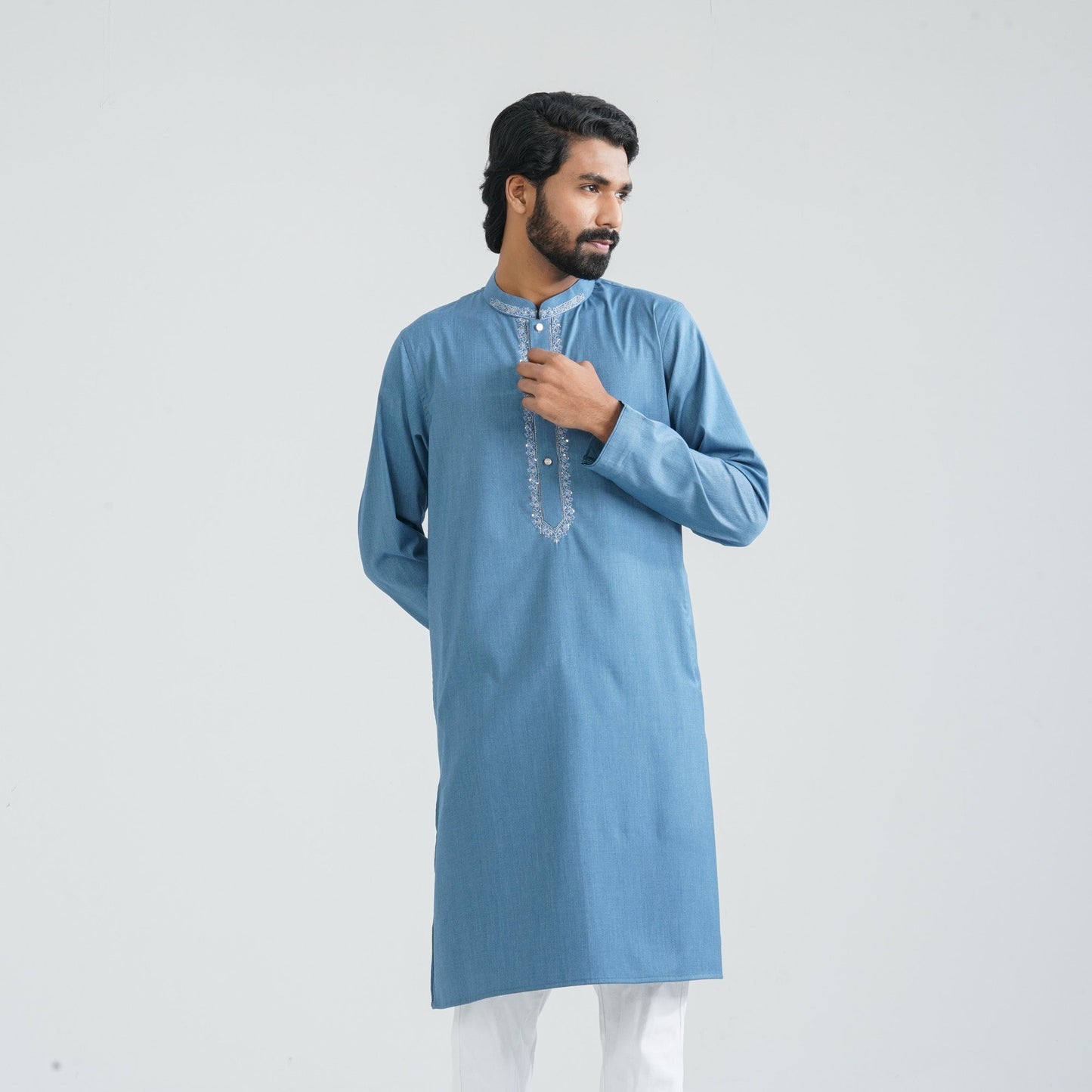 Men’s Bluish Ash Cotton Panjabi