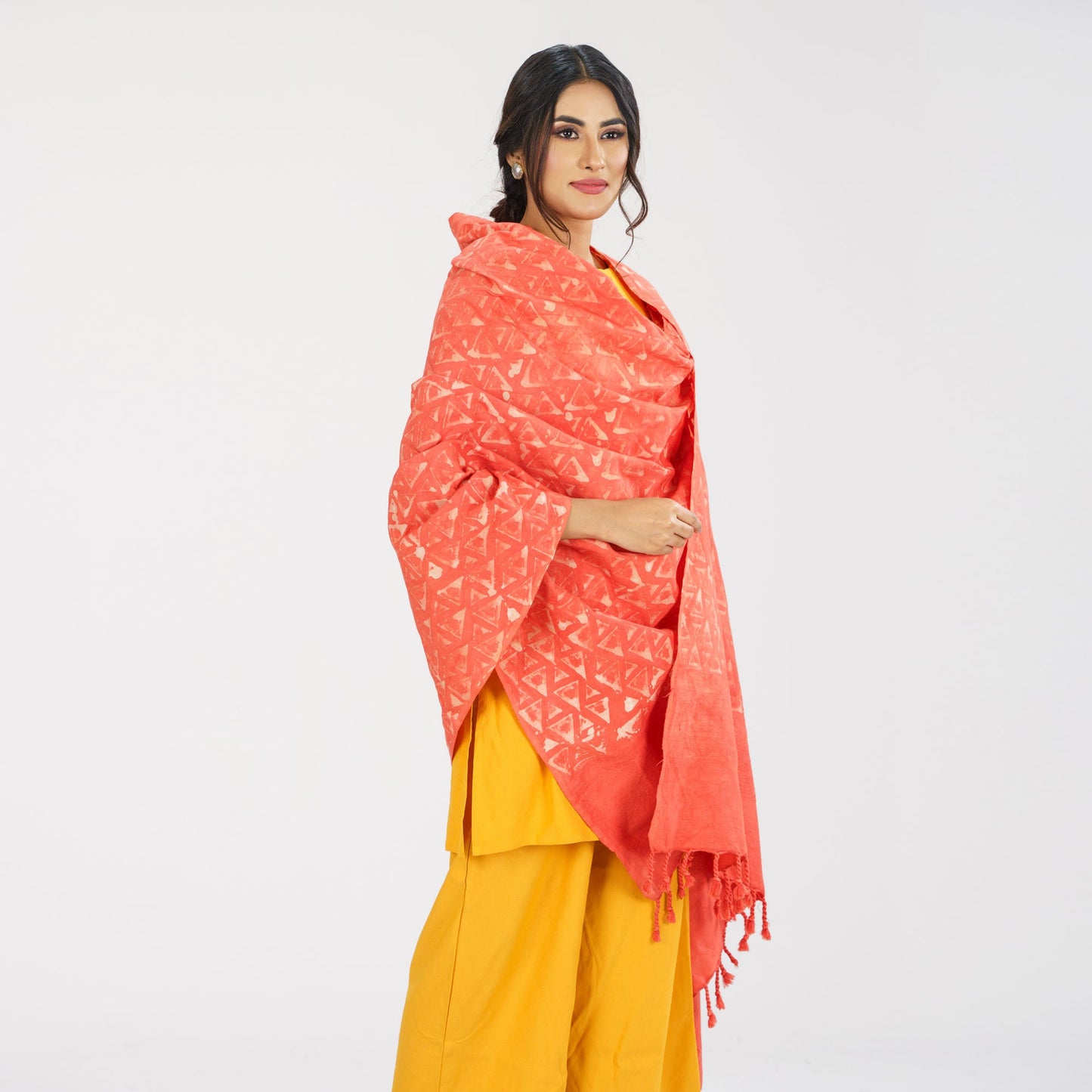 Ethnic Madder Cotton Shawl