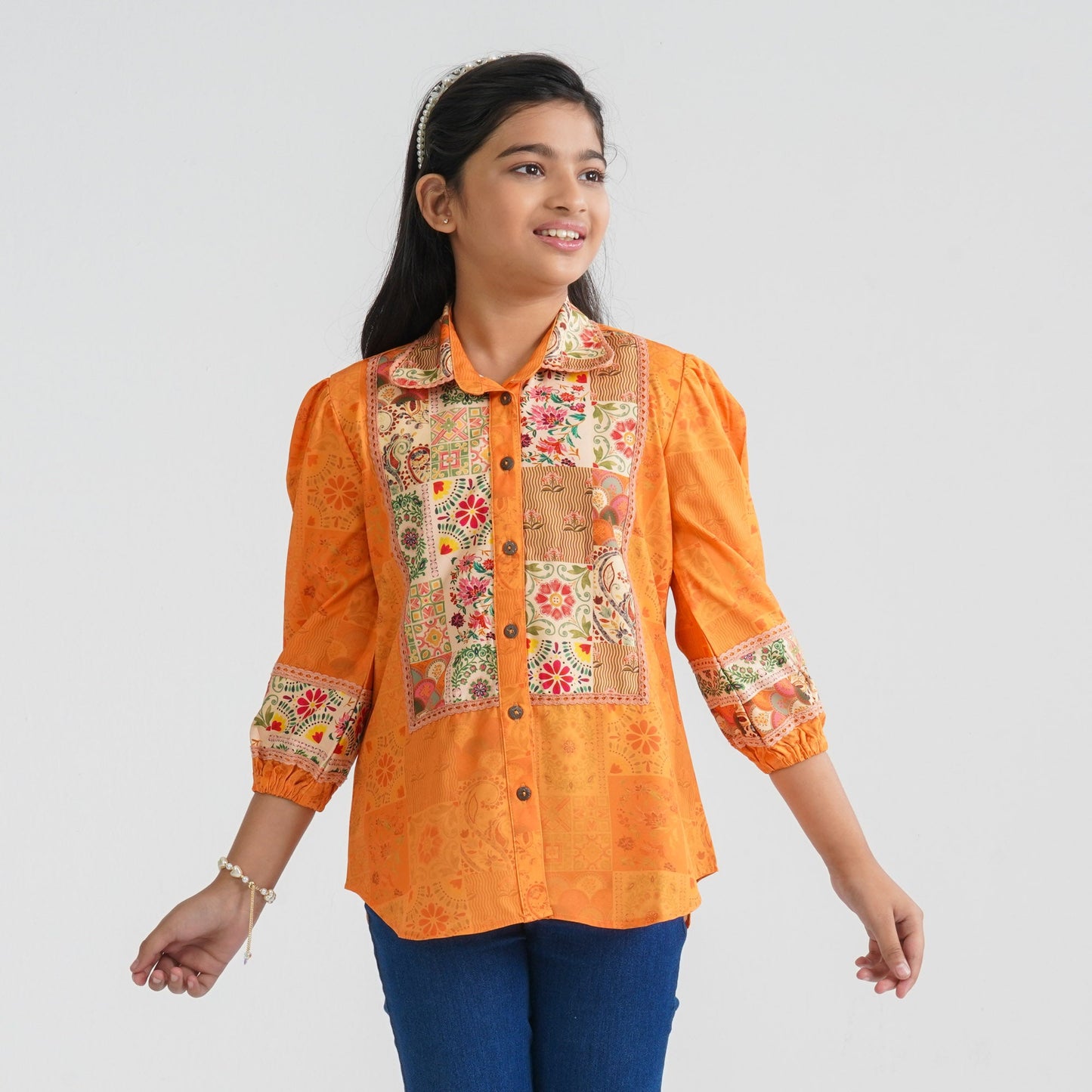 Girl’s Mustard Blended Cotton Tunic