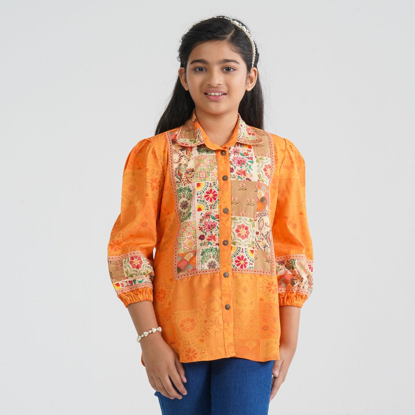 Girl’s Mustard Blended Cotton Tunic